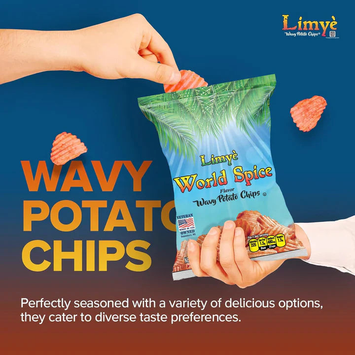 Limyé Potato Chips, World Spice Flavor, Kosher Certified, Allergen Free, Non-GMO, Gluten-free, Vegan potato chips