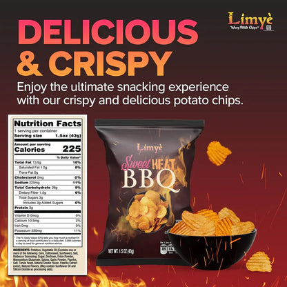 Limyè Sweet Heat BBQ Flavored Potato Chips - Certified Kosher & Allergen-Free - Vegan potato chips, Sweet Heat BBQ Flavor