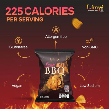 Limyè Sweet Heat BBQ Flavored Potato Chips - Certified Kosher & Allergen-Free - Vegan potato chips, Sweet Heat BBQ Flavor