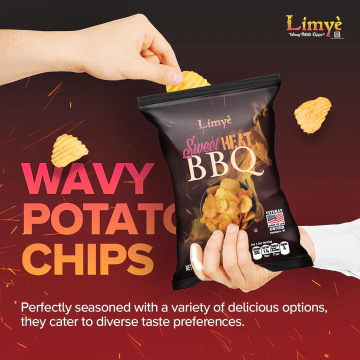 Limyè Sweet Heat BBQ Flavored Potato Chips - Certified Kosher & Allergen-Free - Vegan potato chips, Sweet Heat BBQ Flavor