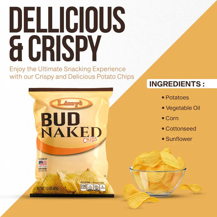 Limyè’ Bud Naked Potato chips, Healthy Kosher Certified Snacks Variety packs - Salted Chips, No Artificial Flavors, Vegan Gluten Free Chips